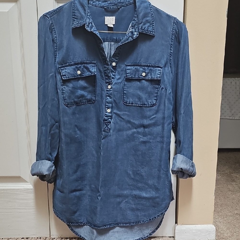 Blue Denim Button-Up Shirt